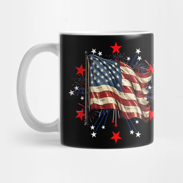 USA Flag inside a Firework 4th of July Vintage by BEZZAIM